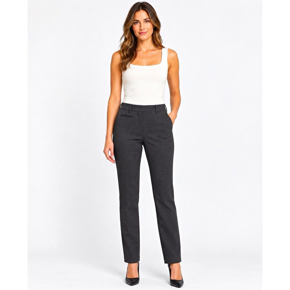 Dalia Collection Black Dress Pants Slim Straight Knit Stretch Pockets 4